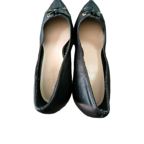 Nine West Malino Black Vegan Pointy Toe 3" Heels Women 10 Corset Pumps Classic - Picture 5 of 6